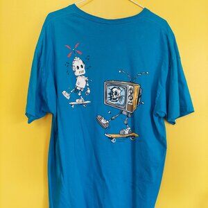 Robots and Skulls Skateboard Television Shirt